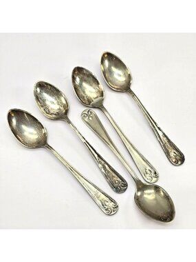 Antique Silver-Plated Teaspoons With Decorative Handles VL5063